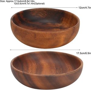 ชามไม้ทำมือสลัดผลไม้จานอาหารว่างชามซุปผลไม้สำหรับห้องครัวที่บ้าน (12*3.5ซม.) - Product Image 2