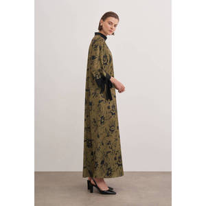 Robe de soirée longue à imprimé floral, coupe trapèze, avec détail manches, pour mariage ou soirée - Product Image 3