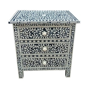 Tabouret console moderne traditionnel en bois incrusté d'os pouf pour la maison salon meubles rangement table d'appoint chevet pour l'école - Product Image 1