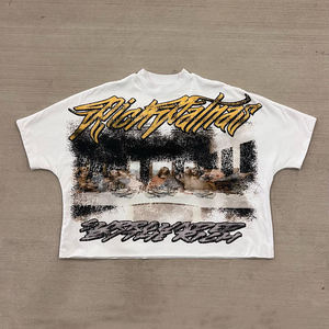 Impresión personalizada de los hombres 300Gsm 100% algodón de gran tamaño Boxy Fit O cuello Streetwear camiseta Dgt gráfico pesado 100% algodón O cuello camiseta - Product Image 1