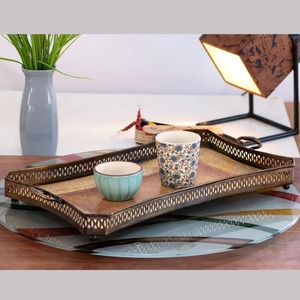 Bandeja de aluminio ligera adecuada para organizar aperitivos de té y café por la noche o decorar con detalles de temporada para el hogar - Product Image 3