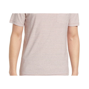 T-shirt Valencia a righe con taschino in cotone organico e canapa indigo rosa, tinto in filo e serigrafato, taglia XL, 200 grammi, tessuto a maglia - Product Image 3