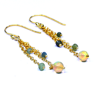 Vêtements de mariage bijoux en argent sterling 925 plaqué or pierres précieuses multicolores femmes portent des boucles d'oreilles - Product Image 4