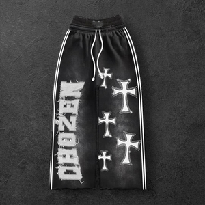 Winter Streetwear Solid Customized Lightweight Cotton <b>Tracksuit</b> Sets Distressed Embroidery Washed Finish Two-Piece Sweatpants - Product Image 2