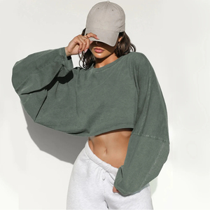 Top corto deportivo para mujer, camisetas sueltas, ropa deportiva de manga larga, ropa de entrenamiento, fitness, primavera y otoño - Product Image 3