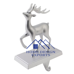 2025 Christmas <b>Stocking</b> <b>Holder</b> Home Utility <b>Holder</b> Silver Antique Deer Standing Sculpture - Product Image 1