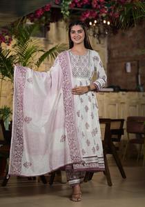 Dernière collection Excellente qualité Nouveau Designer Mal Cotton Kurti Pant With Dupatta With Printed Work Worldwide Exportateur - Product Image 5