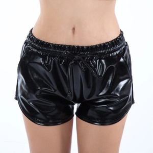 S-2XL New Women's Sexy Metallic Casual Shorts Multicolor Splash-proof PU <b>Sequin</b> Drawstring Closure Elastic Waist - Product Image 1