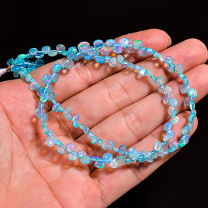 Opale, perles d'opale bleue éthiopienne, perles de pierres précieuses ovales multi-feu pour la fabrication de bijoux, perles lisses de coeur de pierres précieuses d'opale de feu multi - Product Image 3