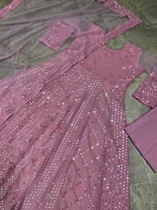 ชุดเดรสยาวสำหรับผู้หญิงชุดเดรสสำหรับงานแต่งงานผ้าจอร์เจียสังเคราะห์พร้อมลำดับและงานกระจก - Product Image 6