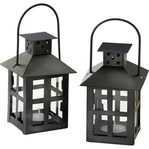Ensemble de deux lanternes en métal personnalisées, fabriquées en Inde, pour la décoration de la maison, des hôtels, des restaurants, des mariages, des bureaux. Best-seller. - Product Image 1