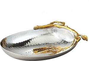 Frutal de Metal moderno, cuenco de plata martillada con trabajo elegante, forma redonda, cuenco para servir con soporte de Metal dorado, decoración moderna de Metal para el hogar - Product Image 3