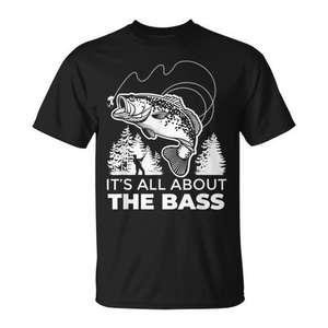 Camiseta All About The Bass Design, negra, unisex, talla M para adultos - Product Image 1