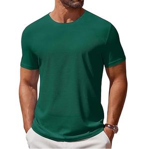 T-shirts pour hommes respirants à col rond en tricot, conçus sur mesure, 100% coton, manches courtes, décontractés, unis, pour l'entraînement - Product Image 2