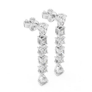 <b>14K</b> Rose <b>Gold</b> Princess Pear Oval Lab Grown Diamond Stud <b>Earrings</b> Women Wedding Bridal Fine Jewelry - Product Image 2