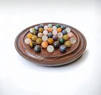 Jeu de société solitaire personnalisé en bois authentique fait à la main avec 37 billes naturelles jeu de solitaire cadeau de Noël