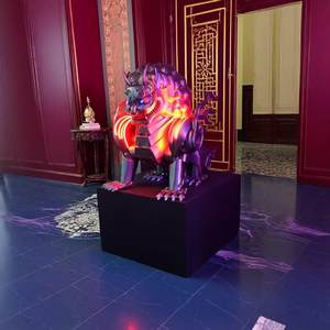 Statue <span class=keywords><strong>de</strong></span> Bête Gardienne Lumineuse LED Personnalisée Centre Commercial Photo Spot Miroir Finition Chromée <span class=keywords><strong>Fibre</strong></span> <span class=keywords><strong>de</strong></span> <span class=keywords><strong>Verre</strong></span> Cyber Lion Sculpture - Product Image 3