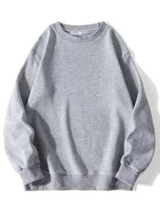 เสื้อกันหนาวไหล่ปล่อยผู้หญิง, ผ้าฝ้ายระบายอากาศน้ำหนักเบาย้อมสีล้วนพร้อมโลโก้ด้านหน้า - Product Image 2