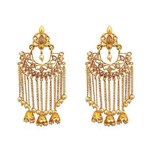 Kriaa AD Turquesa y Zircon Dangler Pendientes Chapado en Oro Rosa Estilo de Moda para Fiesta de Boda O DE LA Gift-1312918A - Product Image 1