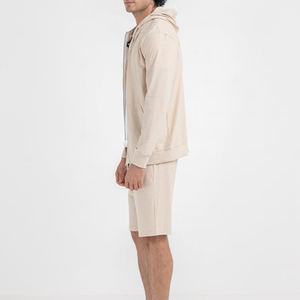 Fabricants de vestes à fermeture éclair à capuche coupe régulière personnalisée French Terry Sweat à capuche zippé et court uni pour hommes en détresse - Product Image 3