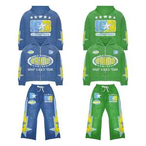 2025 Vintage Acid Washed <b>Green</b> Jogging <b>Gym</b> Training Tracksuits for Men New Style Fashionable Oversized Printed Plus Size - Product Image 1