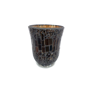 Vente chaude Verre Décoratif Fleur Vase Noir Mosaïque Pot Pour Bureau Décoration De Table À La Main en Vrac - Product Image 1