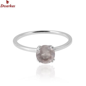 Anillos de Joyería Fina de Lujo Personalizados, Anillo Unisex de Plata de Ley con Cuarzo Rosa, Anillo de Compromiso y Boda con Engaste de Puntas, Certificado - Product Image 3