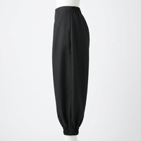 Pantalon Harem Noir Taille Haute Ample Coupe Ballon avec Chevilles Élastiques Style Décontracté Streetwear Femme