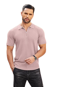 Camisas de Golf con cremallera personalizadas de alta calidad para hombre, manga corta, cuello transpirable, cuello bordado, antiarrugas, informales para polos - Product Image 3