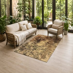 Tapis de salon en chenille antidérapant, imprimé numériquement, motif design rouge bordeaux, lavable en machine, vente en gros RUGS DEPOT LXDP-0858 - Product Image 6