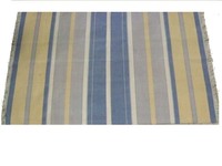Tapis Kilim fait main en laine tissée à la main, bleu et blanc rayé, à motif géométrique réversible, pour salon et chambre modernes