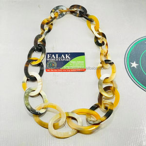 Collar de cuerno de búfalo natural hecho a mano con cordón ajustable, regalo elegante único para mujeres y niñas para bodas y fiestas de FWE - Product Image 1