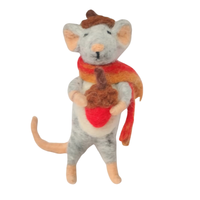 Jouet de souris en feutre, écharpe d'hiver, ornement en laine faite main, peluche, couverture, maille, mignon, écologique, décoration de Noël, fabriqué au Népal