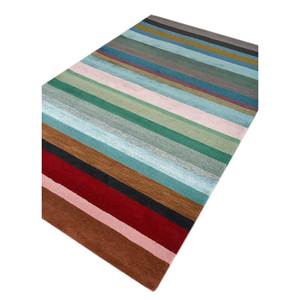 Alfombra Acar Ivory de Lana y Viscosa Hecha a Mano, Rectangular, con Rayas Abstractas y Patrón de Diamantes, para Pasillo, 4m de Ancho - Modelo Tnq-1125(Rmr) - Product Image 2