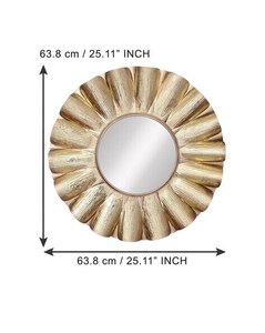 Miroir mural décoratif à cadre rond en métal de style floral pour le salon, la chambre à coucher, le bureau et la maison. - Product Image 5
