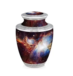 Elegant Orange Aluminum High <b>Gloss</b> Eco-Friendly 200 Cubic Inch Capacity Cremation Urn Human Ashes Modern Luxury Funeral Memorial - Product Image 4