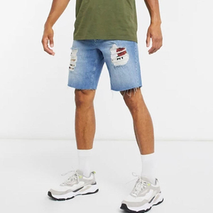 กางเกงขาสั้นผ้ายีนส์100% 2024คุณภาพพรีเมี่ยมดีไซน์ล่าสุดสีปรับแต่งได้ - Product Image 2