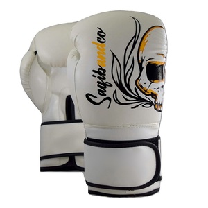 ถุงมือชกมวยสำหรับฝึกซ้อมสีขาว4oz 6oz 8oz หนัง PU สำหรับแข่งขัน - Product Image 3
