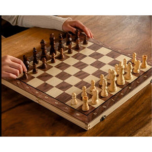 ชุดหมากรุกไม้สไตล์โมเดิร์นยุคกลางศตวรรษ ลายแบบนามธรรม |   กระดานเกมเด็กสุดหรู สไตล์บาวเฮาส์ แกะสลักด้วยมือ - Product Image 4