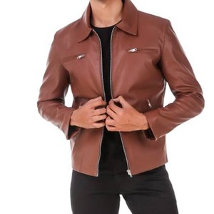 Chaqueta de cuero personalizada para hombre con logotipo personalizado Estilo de diseñador en blanco Tallas grandes Prendas de abrigo OEM Venta al por mayor Suministro de fábrica - Product Image 3