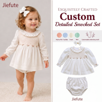 Ensemble Robe et Culotte à Volants Personnalisé Jiefute pour Bébé Fille, OEM/ODM, Marque Privée, Manches Longues, pour Anniversaire et Baptême