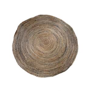 Panier de rangement artisanal en feuilles de bananier naturelles de Bali, tapis rond de couleur naturelle - Product Image 1