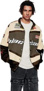 Chaqueta de bombardero de béisbol de gran tamaño con letras Vintage para hombre, abrigo universitario con cuello levantado, estilo de calle universitario - Product Image 2