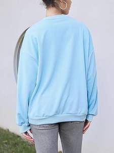 Custom Logo Women's Crewneck Sweatshirt Sweat Suit <b>Set</b> Winter Long 2-Piece Oversize Sweatsuit and Shorts <b>Set</b> - Product Image 3