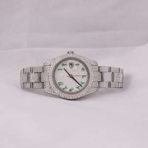 Brilliant Cut Lab VVS1 White Natural Diamond Analog Dial Display Watch Luxury <b>Arabic</b> Automatic Movement with Free Shipping - Product Image 1