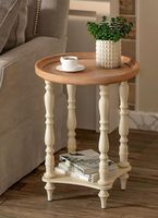 Tables d'appoint en bois fabriquées à la main avec un vernis antique à texture rustique et un artisanat durable