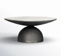 Table basse finie antique en aluminium fait à la main d'excellente qualité en métal avec dessus en marbre Table de décoration de la maison meubles de fantaisie