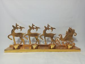 Gold Round Aluminium Christmas <b>Tealight</b> <b>Holder</b> Handmade Eco-Friendly Durable Festive Home Hotel and Tabletop Decorative Lighting - Product Image 2