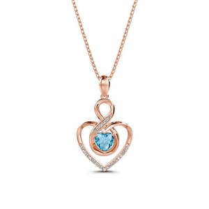 NOVAMART Fine Hallmark <b>Infinity</b> Heart Cut Silver Pendant Rose <b>Gold</b> Plated Diamond Link Chain Gift for Any Occasion Stainless Ste - Product Image 1