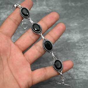 Black Onyx <b>Bracelet</b> 925 Sterling Silver Handmade Jewelry Gemstone <b>Bracelet</b> Gift For Women Her Luxury Fashion - Product Image 3